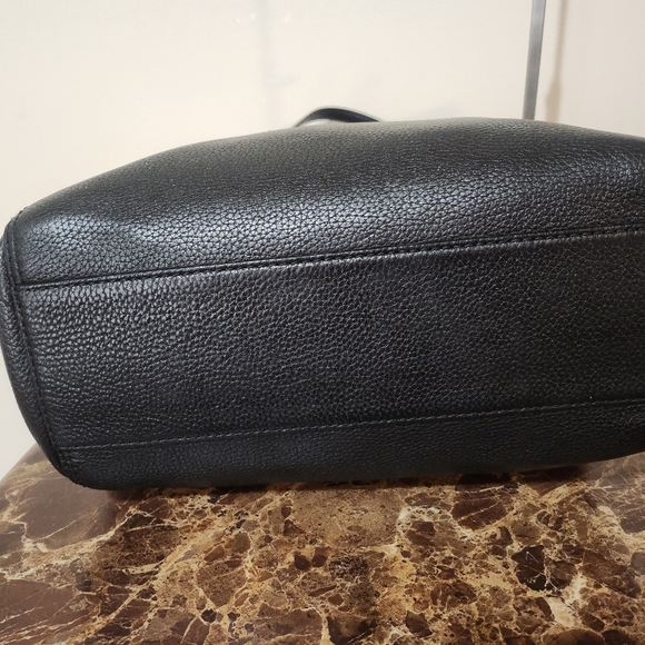 Kate Spade Black Pebble Leather Tote with Striped Bow GUC - Picture 14 of 16